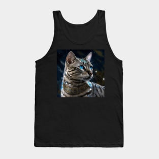 Royal Silver Bengal Cat Tank Top